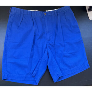 Polo Golf Ralph Lauren Shorts Men 38 Royal 8" Bermuda Pleats Cotton Chino Preppy